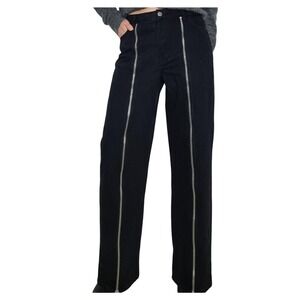 ZARA Women's Jeans Black Cotton Slim Fit Straight Leg High Rise The Astra Size 4